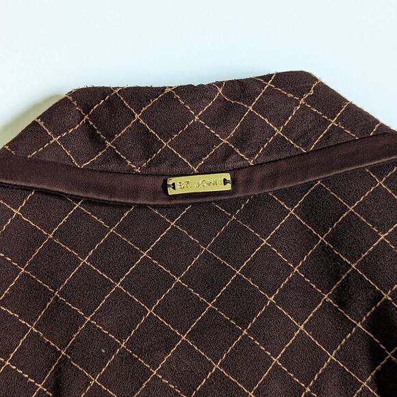 Vintage 1990s St John Sport Chocolate Brown Quilted Suit Set Blazer Trousers 90s - Picture 6 of 14